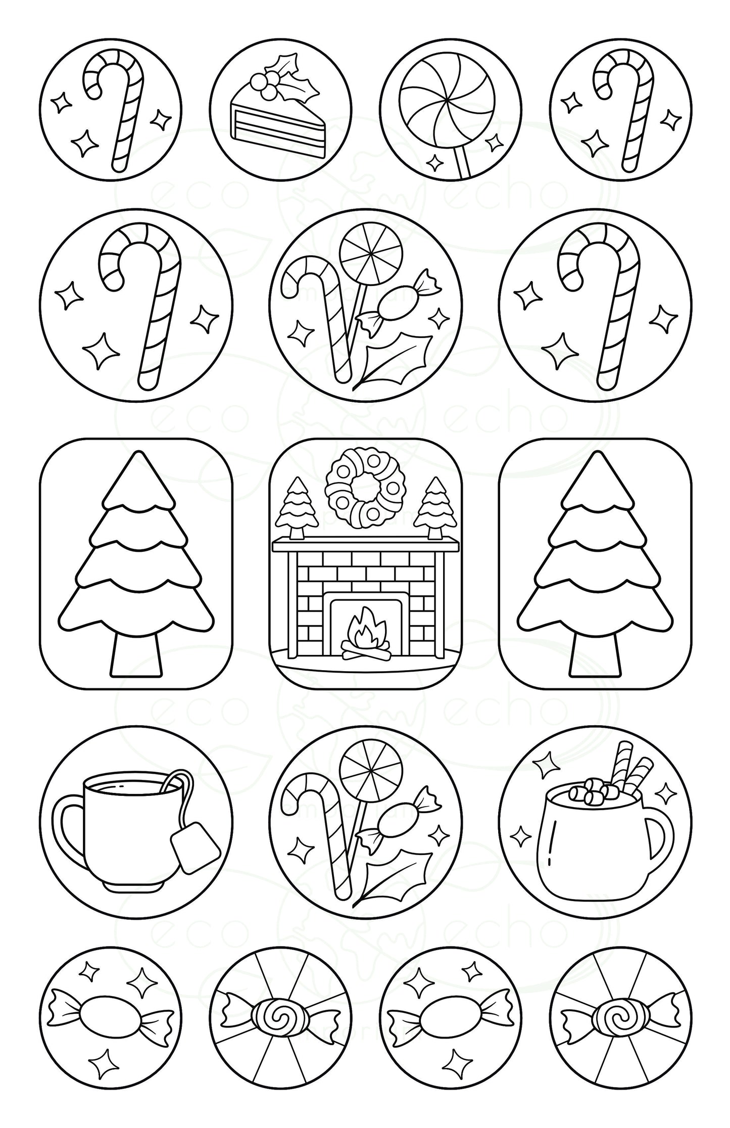 • Holiday Treats • Eco-Friendly Coloring Book Stickers •